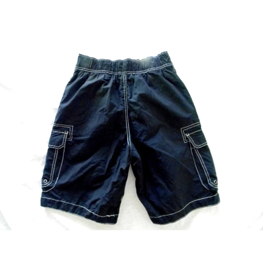 Vtg 80s Arizona Men's Medium Swim Trunk Classic Cargo Style Crisp Black White